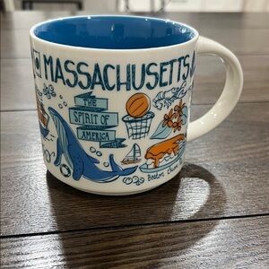Starbucks Massachusetts Blue and White Mug